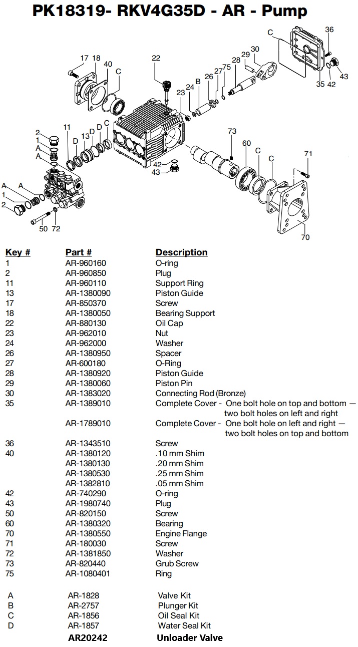 Excell 3540CWHP-1, PK18319 pump parts